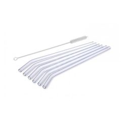 Glass Straws 23Cm Set 6Pcs