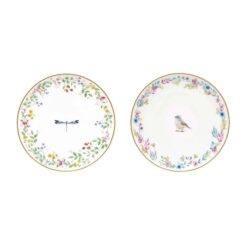 Fancy Garden Dessert Plate Set 2Pcs