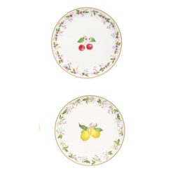 Fancy Fruit Dessert Plate Set 2Pcs